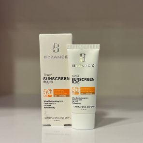 فلوئید ضد آفتاب کرم پودری +SPF50 بیزانس مناسب پوست مختلط و چرب 40 میلی لیتر